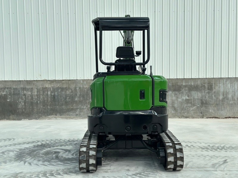 Rear view of a 2.6-ton green mini excavator (without cab) SL26U Mini Excavator