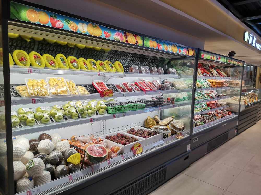 ثلاجة عرض مفتوحة متعددة الأرفف رأسية