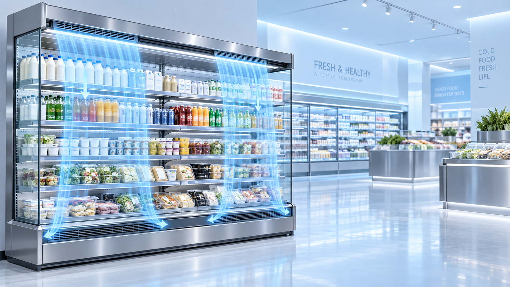 Double Air Curtain Open Chillers Explained: Airflow, Load, and Product Protection