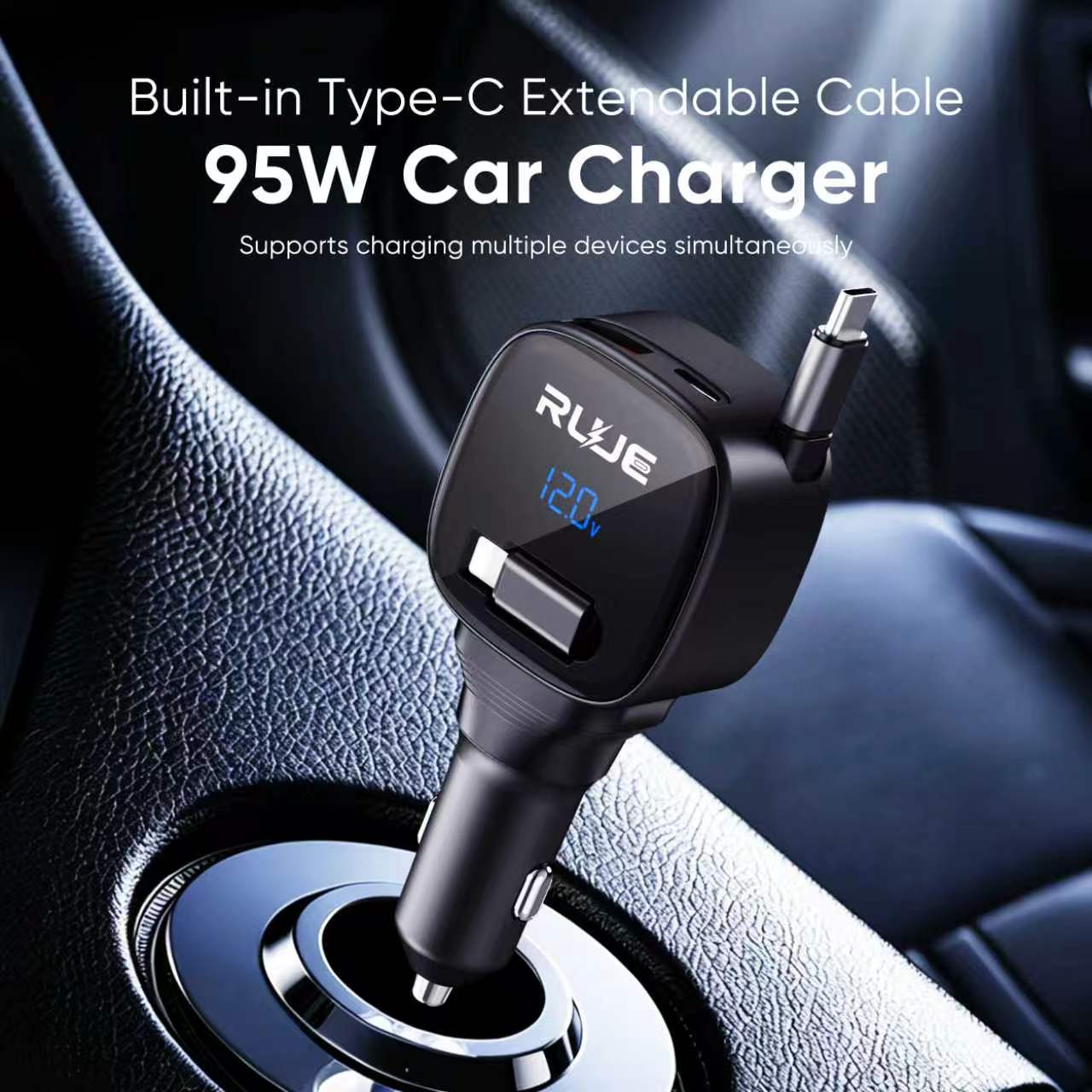 SD-039 95W Retractable Cable Car Charger
