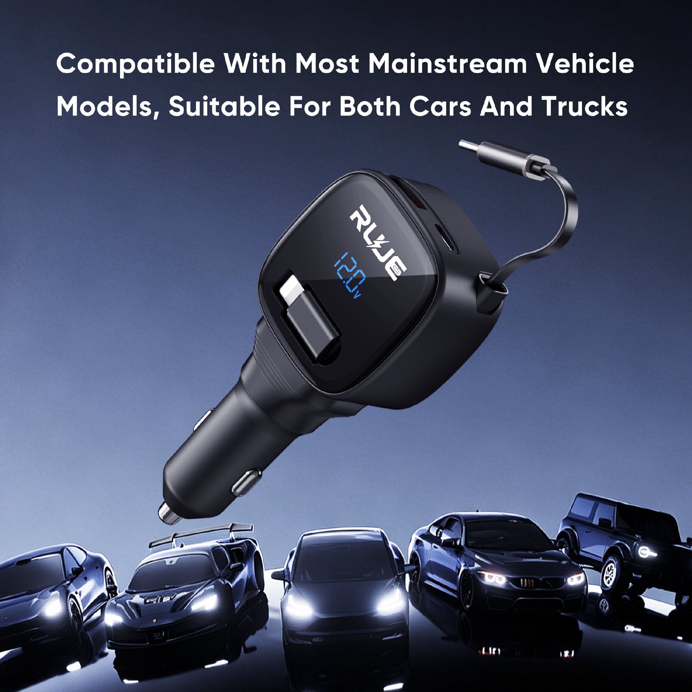 SD-039 95W Retractable Cable Car Charger