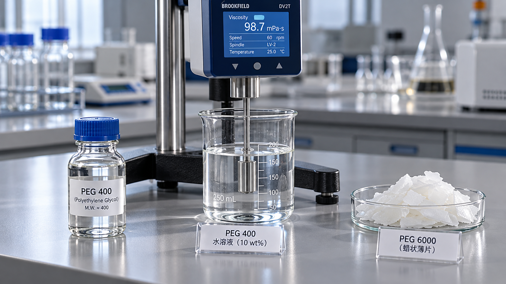 Polyethylene Glycol Molecular Weight: Effects on Viscosity and Solubility Polyethylene Glycol Molecular Weight: Effects on Viscosity and Solubility
