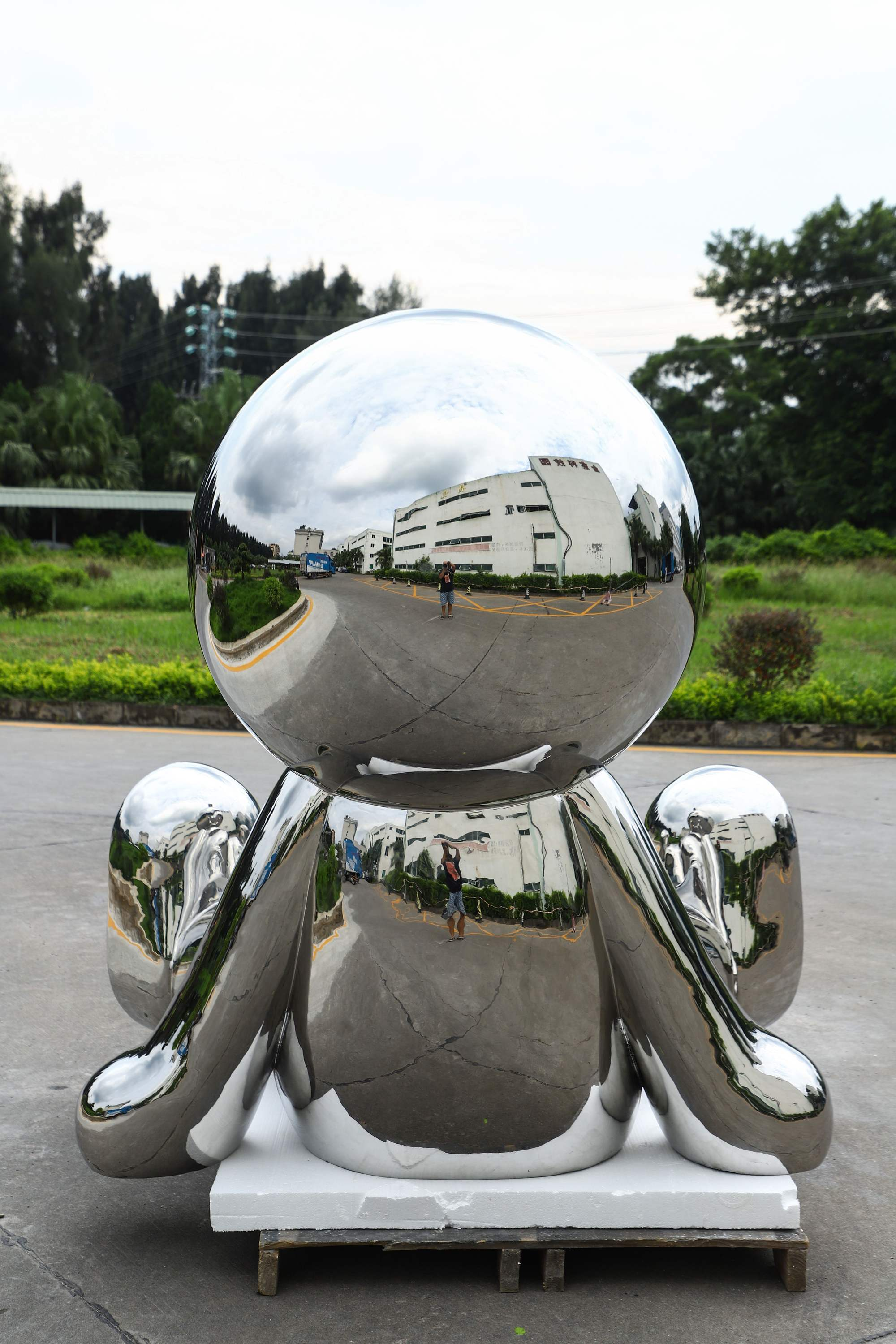 Jingyue Stainless Steel Outdoor Large Image Abstract Sculpture Handmade Ornament Hotel Public Area Electroplating Decoration