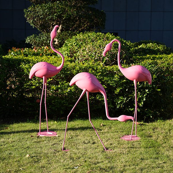 Factory express delivery: Maping brand luxury 3D pink flamingo outdoor garden decoration, modern metal crafts, stainless steel flamingo