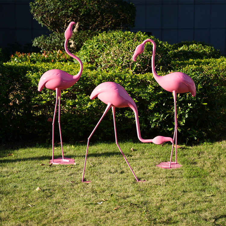 Factory express delivery: Maping brand luxury 3D pink flamingo outdoor garden decoration, modern metal crafts, stainless steel flamingo