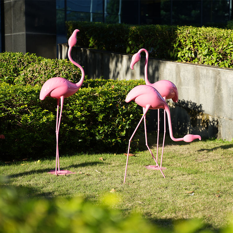 Factory express delivery: Maping brand luxury 3D pink flamingo outdoor garden decoration, modern metal crafts, stainless steel flamingo