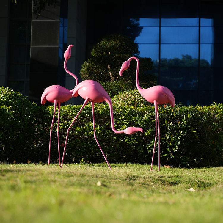 Factory express delivery: Maping brand luxury 3D pink flamingo outdoor garden decoration, modern metal crafts, stainless steel flamingo