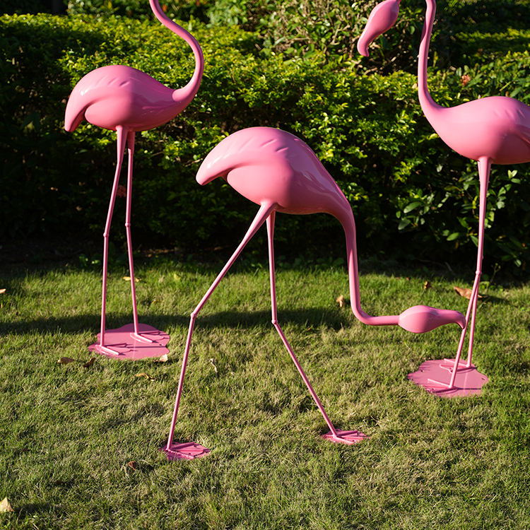 Factory express delivery: Maping brand luxury 3D pink flamingo outdoor garden decoration, modern metal crafts, stainless steel flamingo
