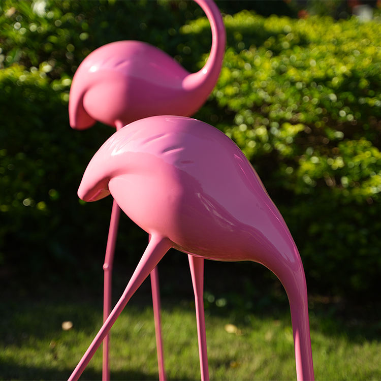 Factory express delivery: Maping brand luxury 3D pink flamingo outdoor garden decoration, modern metal crafts, stainless steel flamingo