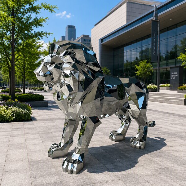 Factory customized 304 316 stainless steel modern polished large lion sculpture Ma Ping brand home decoration China customization