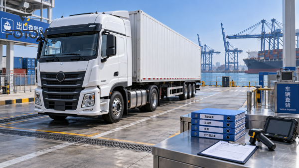 What should commercial vehicle export services cover at customs?