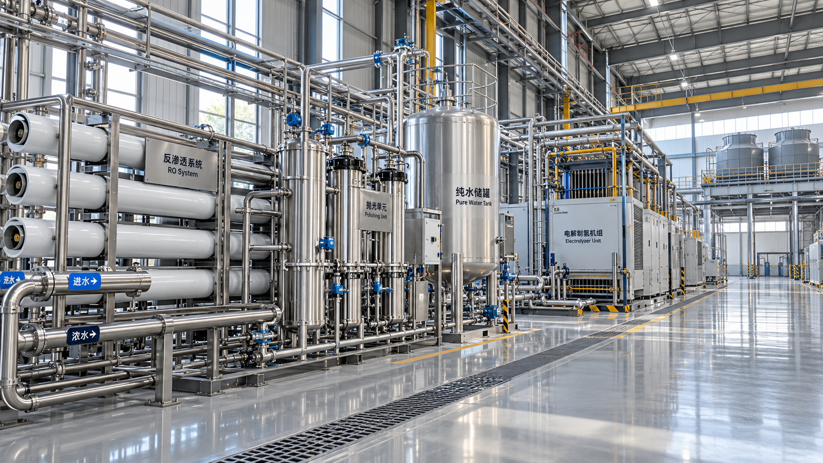 How much treated water does green hydrogen production require?