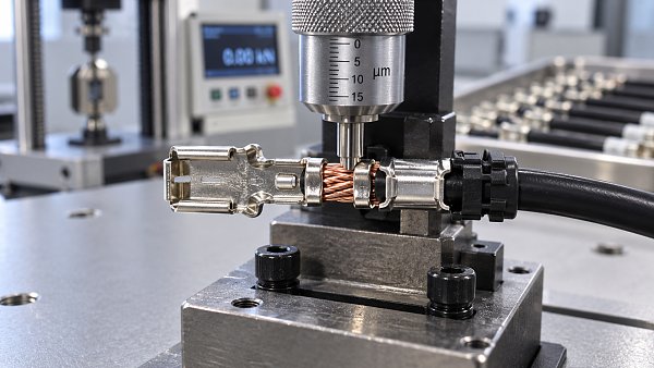 Checking crimp quality in automotive low-voltage wiring harnesses