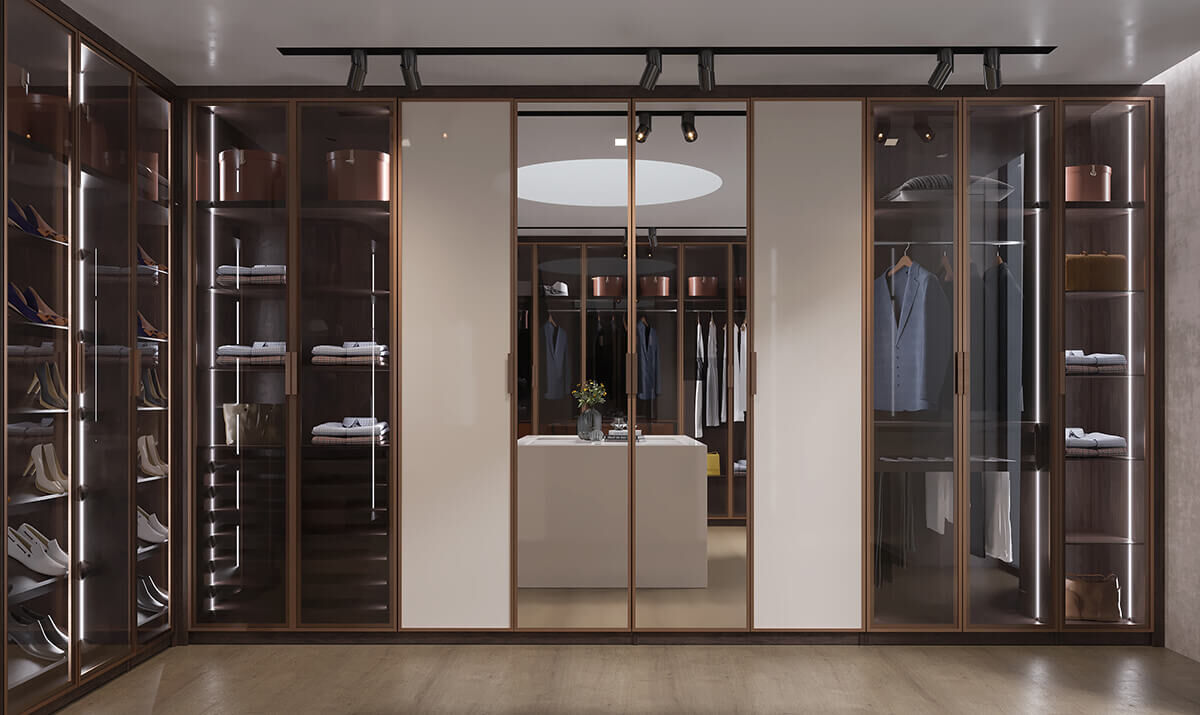Luxury High Gloss Hinged Walk In Closet DS21-YG01
