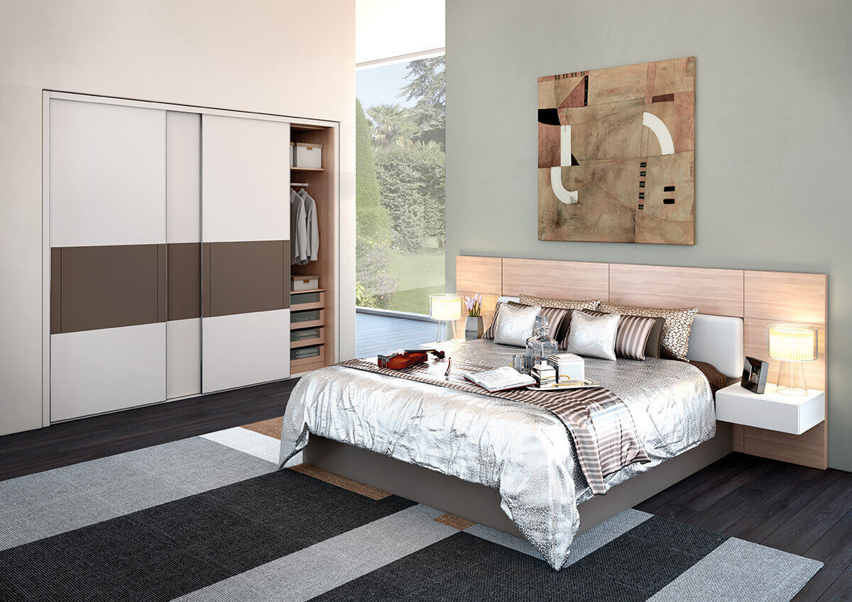 Modern Beige Lacquer Sliding Wardrobe DS21-YG02