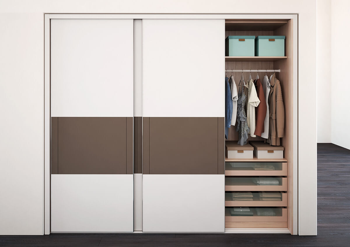 Modern Beige Lacquer Sliding Wardrobe DS21-YG02