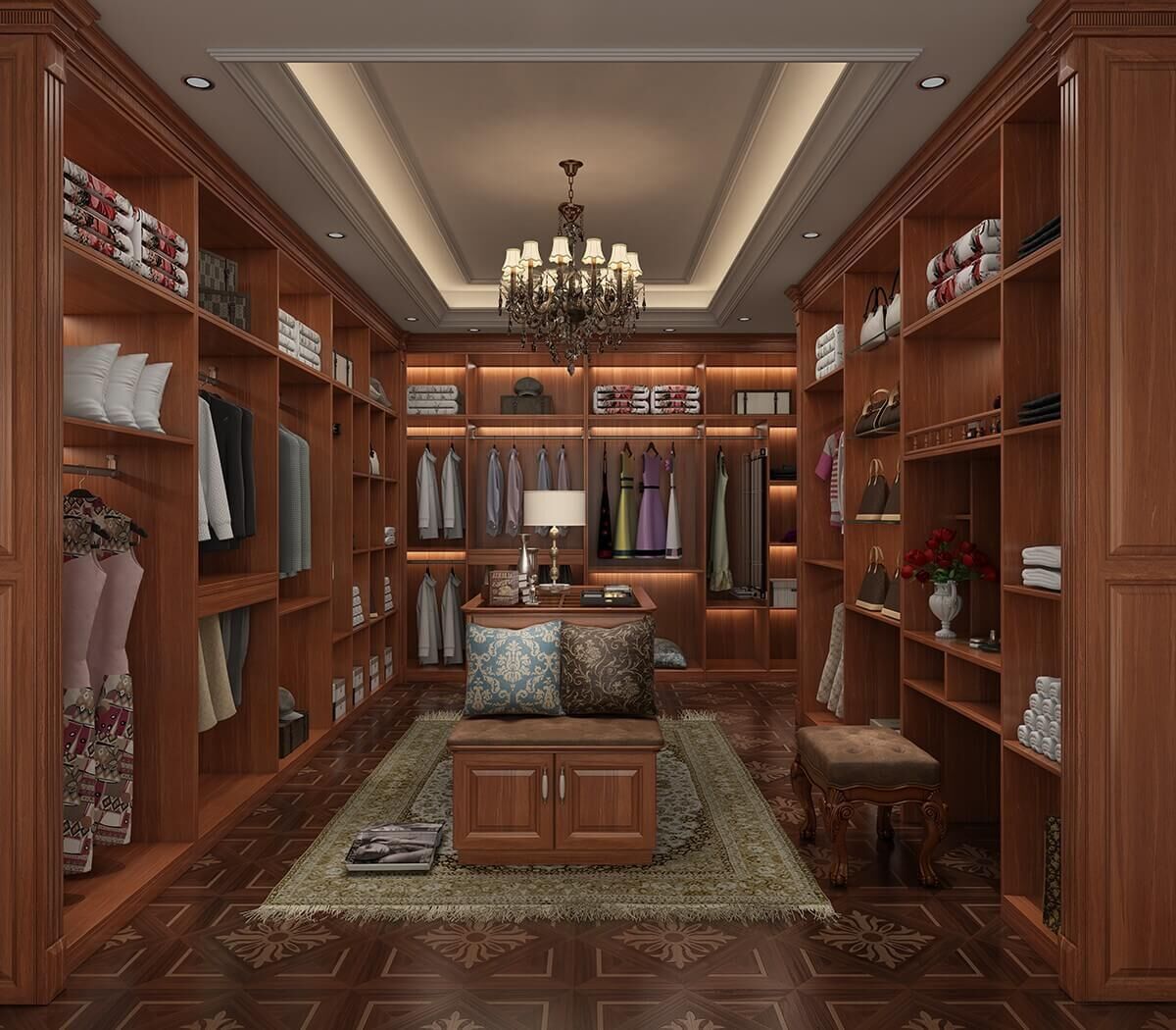 Traditional Wooden Walk In Closet DS21-YG04
