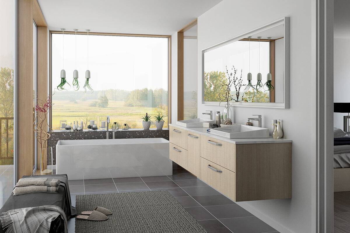 Modern Light Wood Grain Bathroom Cabinet DS21-WY02