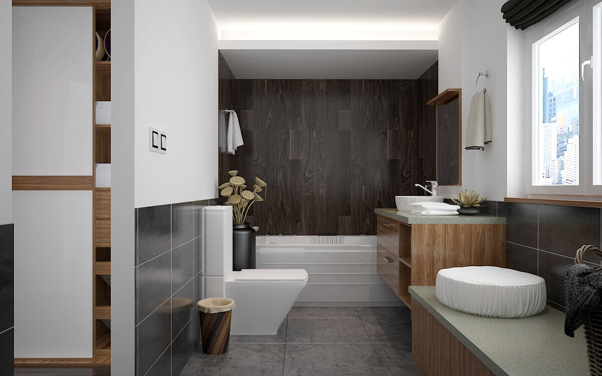 Simple Wood Grain Bathroom Cabinet DS21-WY03