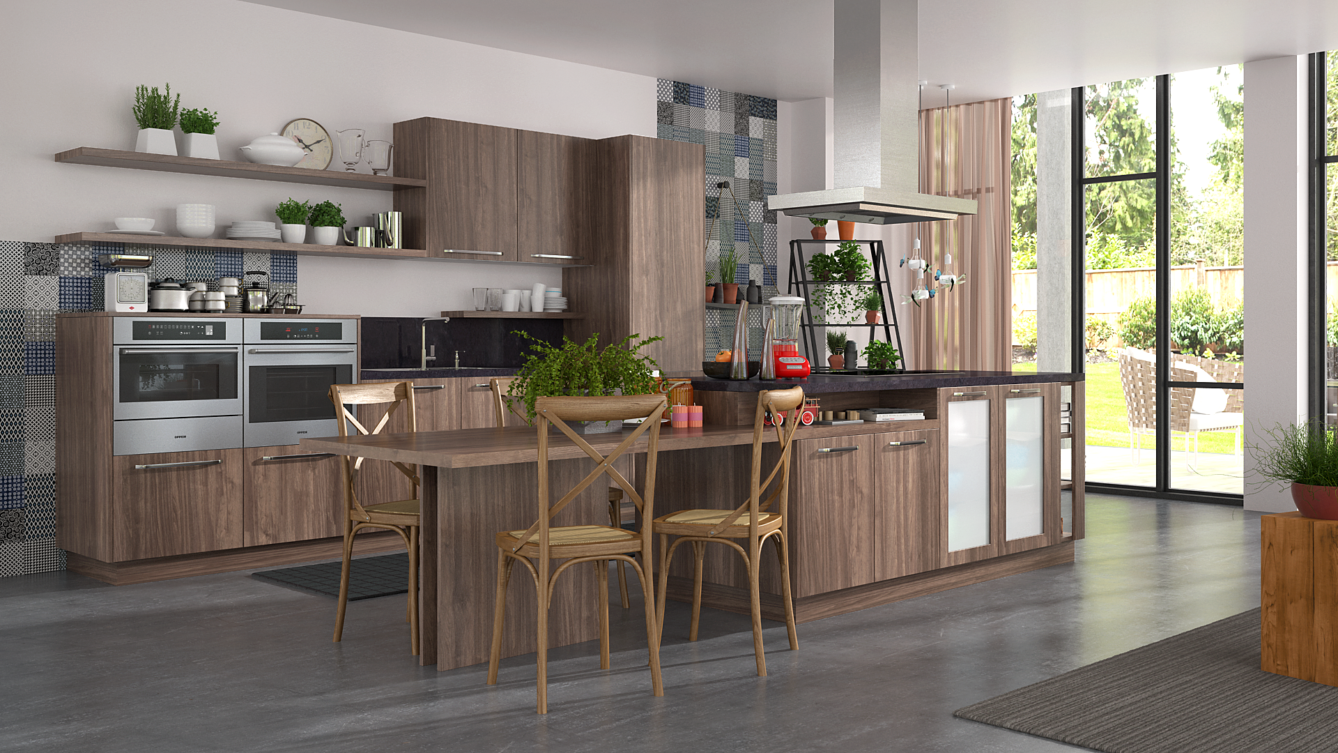 Classic Melamine Kitchen Cabinet with Island DS21-CG06