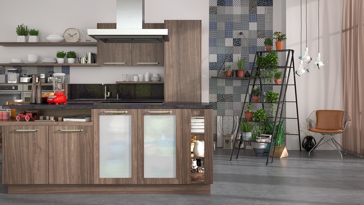Classic Melamine Kitchen Cabinet with Island DS21-CG06