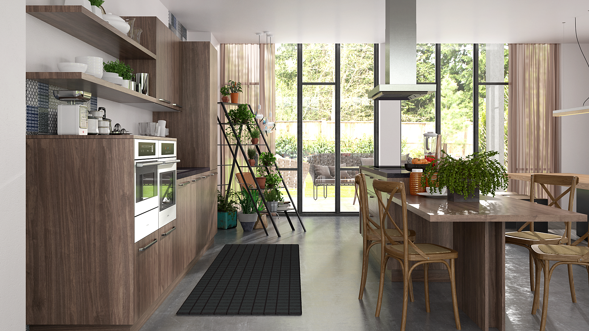 Classic Melamine Kitchen Cabinet with Island DS21-CG06
