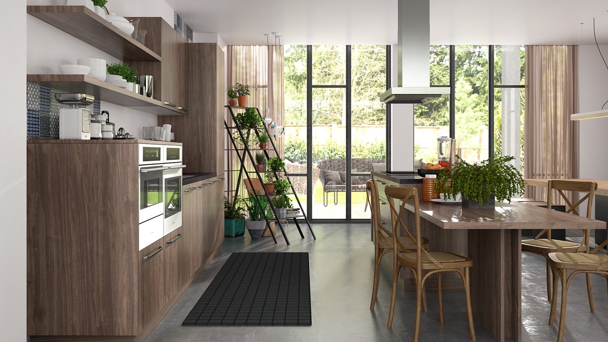 Classic Melamine Kitchen Cabinet with Island DS21-CG06