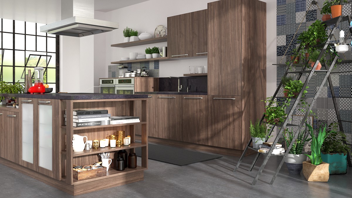 Classic Melamine Kitchen Cabinet with Island DS21-CG06