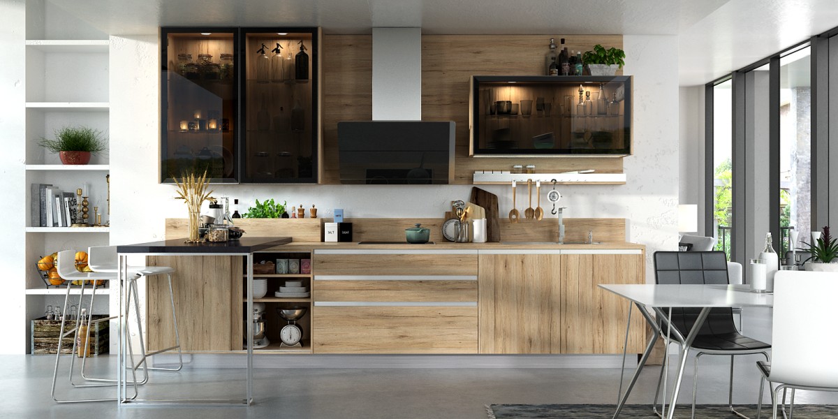 Modern Apartment Kitchen in Melamine Finish DS21-CG08