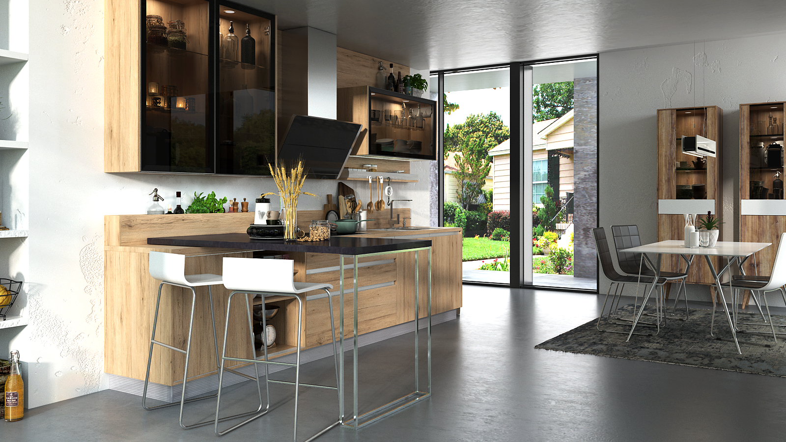 Modern Apartment Kitchen in Melamine Finish DS21-CG08
