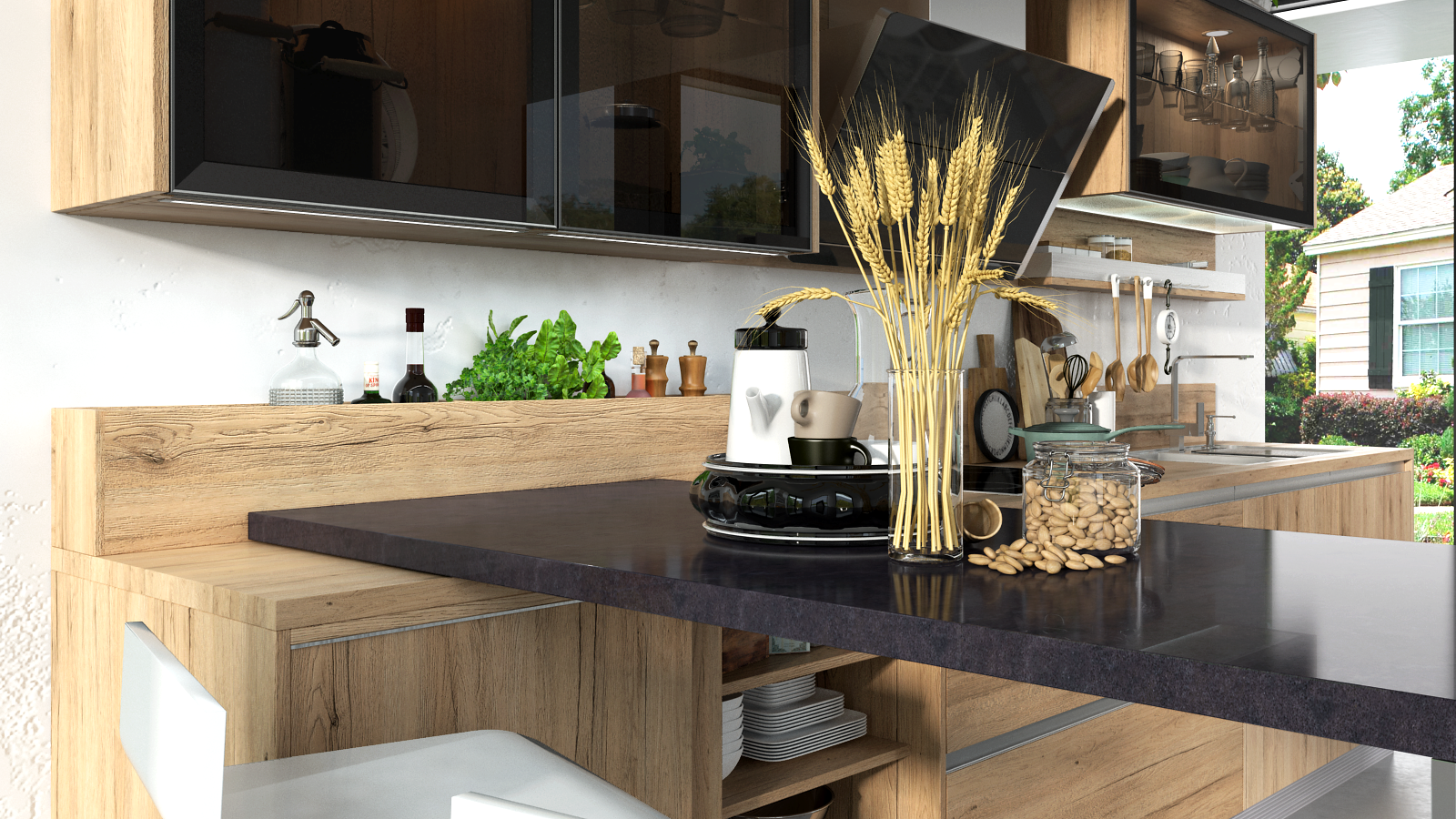 Modern Apartment Kitchen in Melamine Finish DS21-CG08