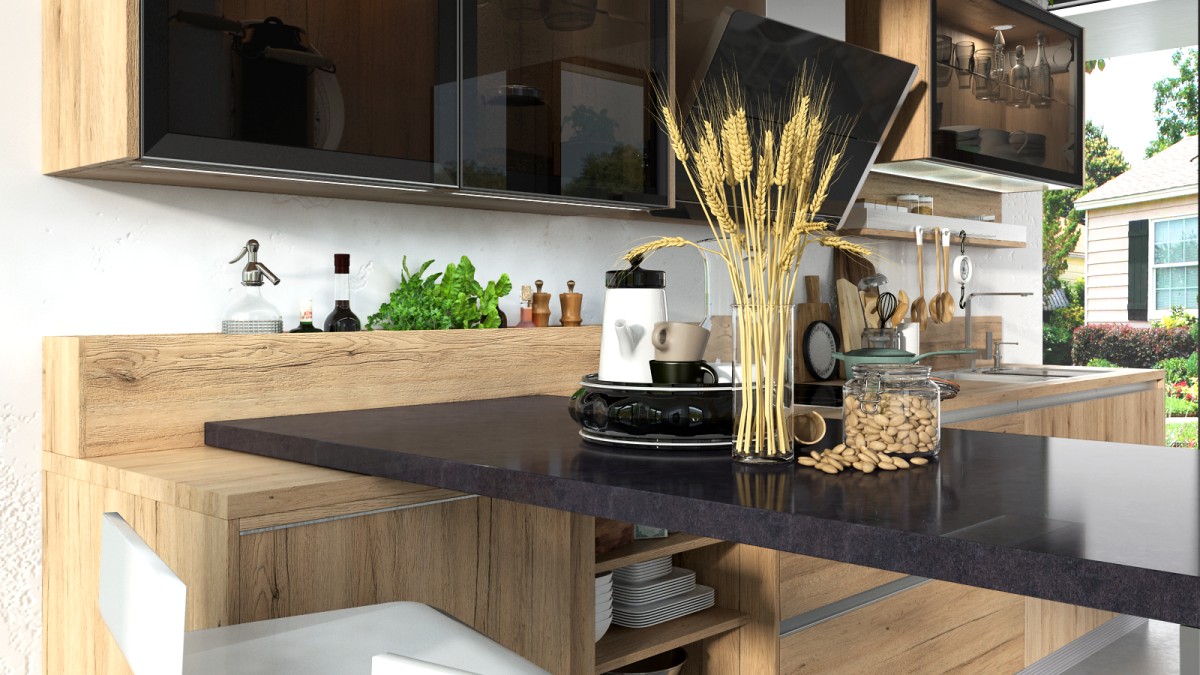 Modern Apartment Kitchen in Melamine Finish DS21-CG08