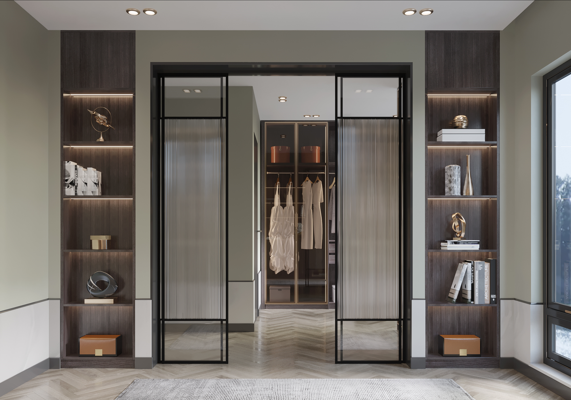 Modern High Glossy Hinged Walk In Closet DS21-YG06