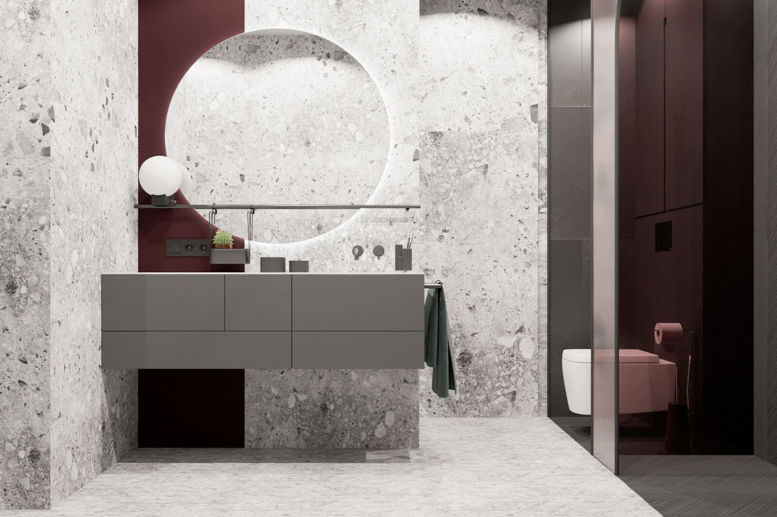 Contemporary Grey Lacquer Bathroom Cabinet DS21-WY06