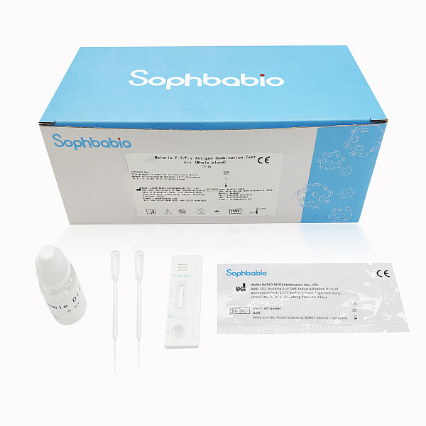 Kit de test combiné d'antigènes Pf/Pv du paludisme Sophbabio (sang total)