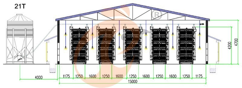 Brooder house,105,300 brooders/house, H5 automatic brooder chicken cage's house drawing