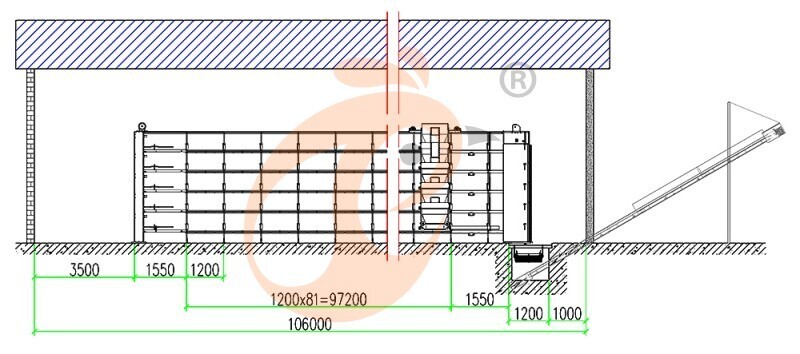 Brooder house,105,300 brooders/house, H5 automatic brooder chicken cage's house drawing