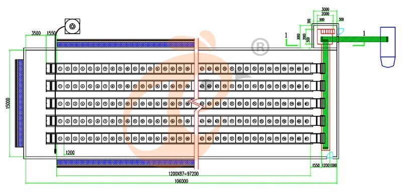Brooder house,105,300 brooders/house, H5 automatic brooder chicken cage's house drawing