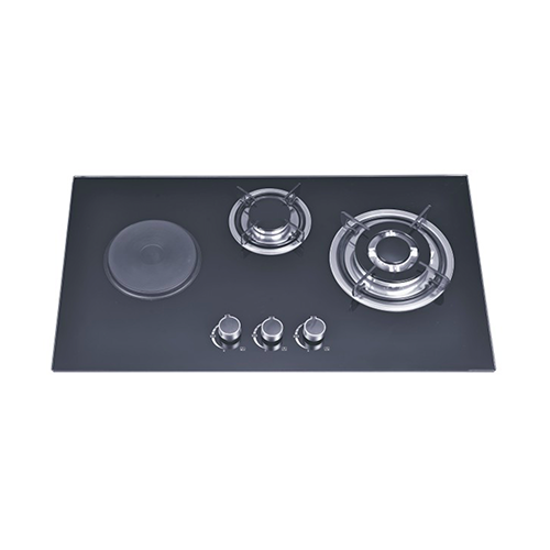 SGE37503 glass top three burner 75cm gas and electric build in hob