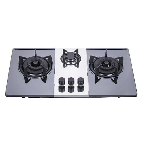 SS37301 S/S three burner 73cm build in gas hob