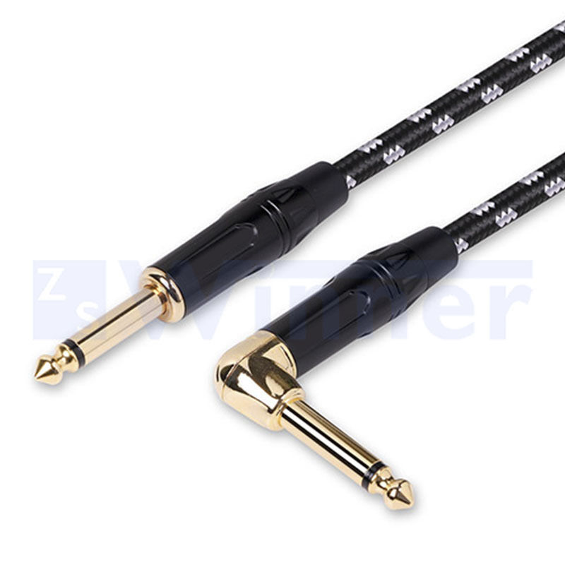 High Quality 6.35mm 1/4 inch TRS Right angle Guitar Cable for Powered Speakers, Studio Sound Consoles High Quality 6.35mm 1/4 inch TRS Right angle Guitar Cable for Powered Speakers, Studio Sound Consoles
