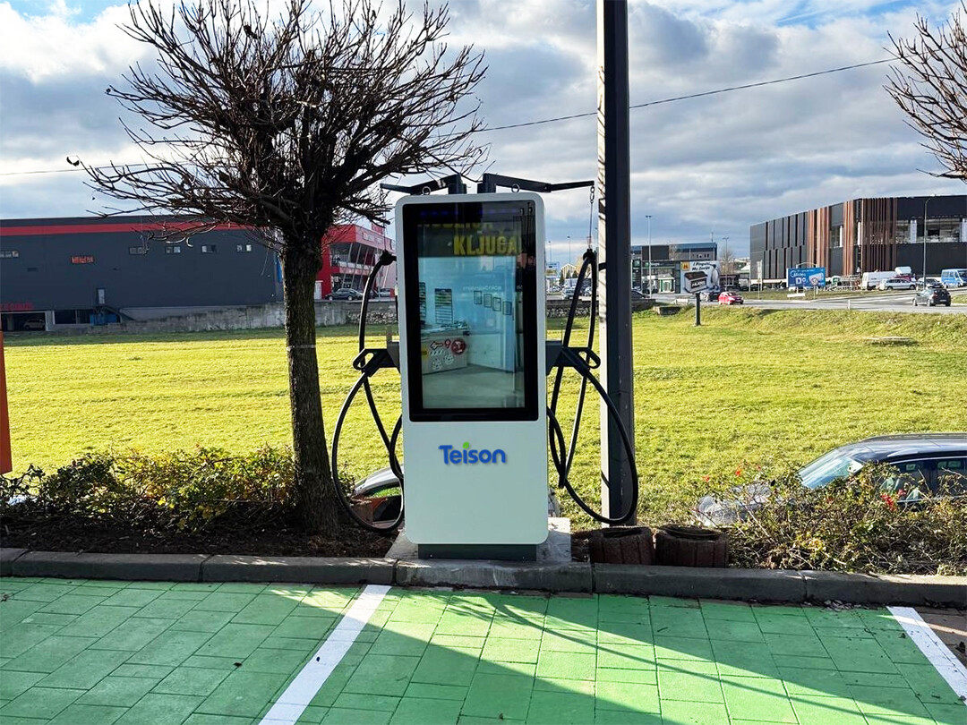 Teison DC Vision 120kW fast charger with media screen installed in Europe,2025 Teison DC Vision 120kW fast charger with media screen installed in Europe,2025