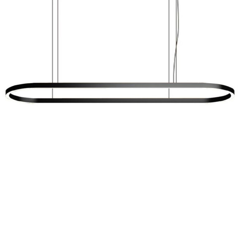 Simple modern led pendant lamp office aluminum led linear lights oval dimmable hanging light for commercial decorate