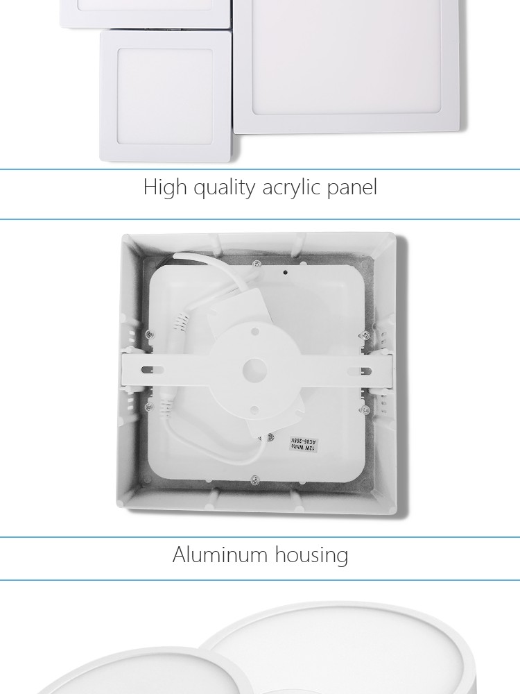 High quality 6w 10w 15w 20w 24w ceiling led panel light 24v dc surface mounted aluminum led panel light for indoor lighting