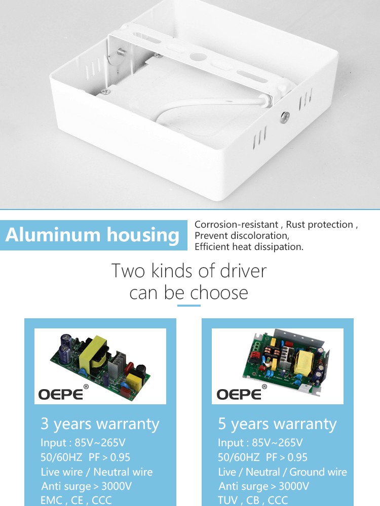 High quality 6w 10w 15w 20w 24w ceiling led panel light 24v dc surface mounted aluminum led panel light for indoor lighting