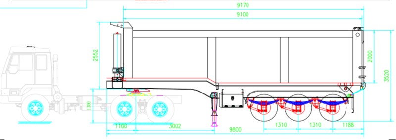 3 axles dump trailer
