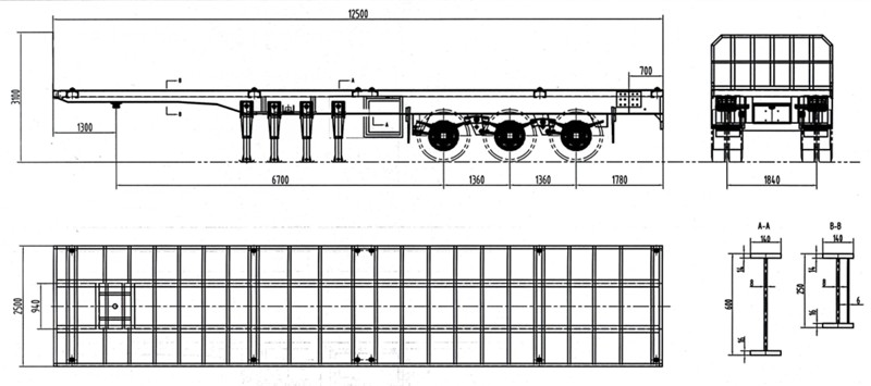 Flatbed semi trailer