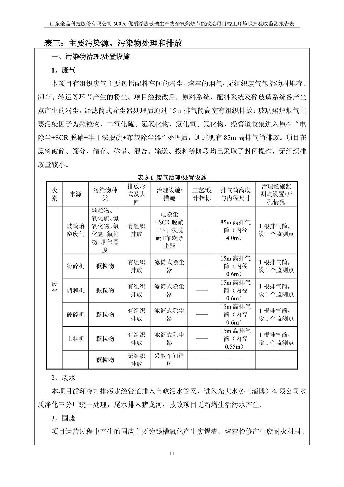 600t/d优质浮法玻璃生产线全氧燃烧节能改造项目竣工环境保护验收监测报告公示