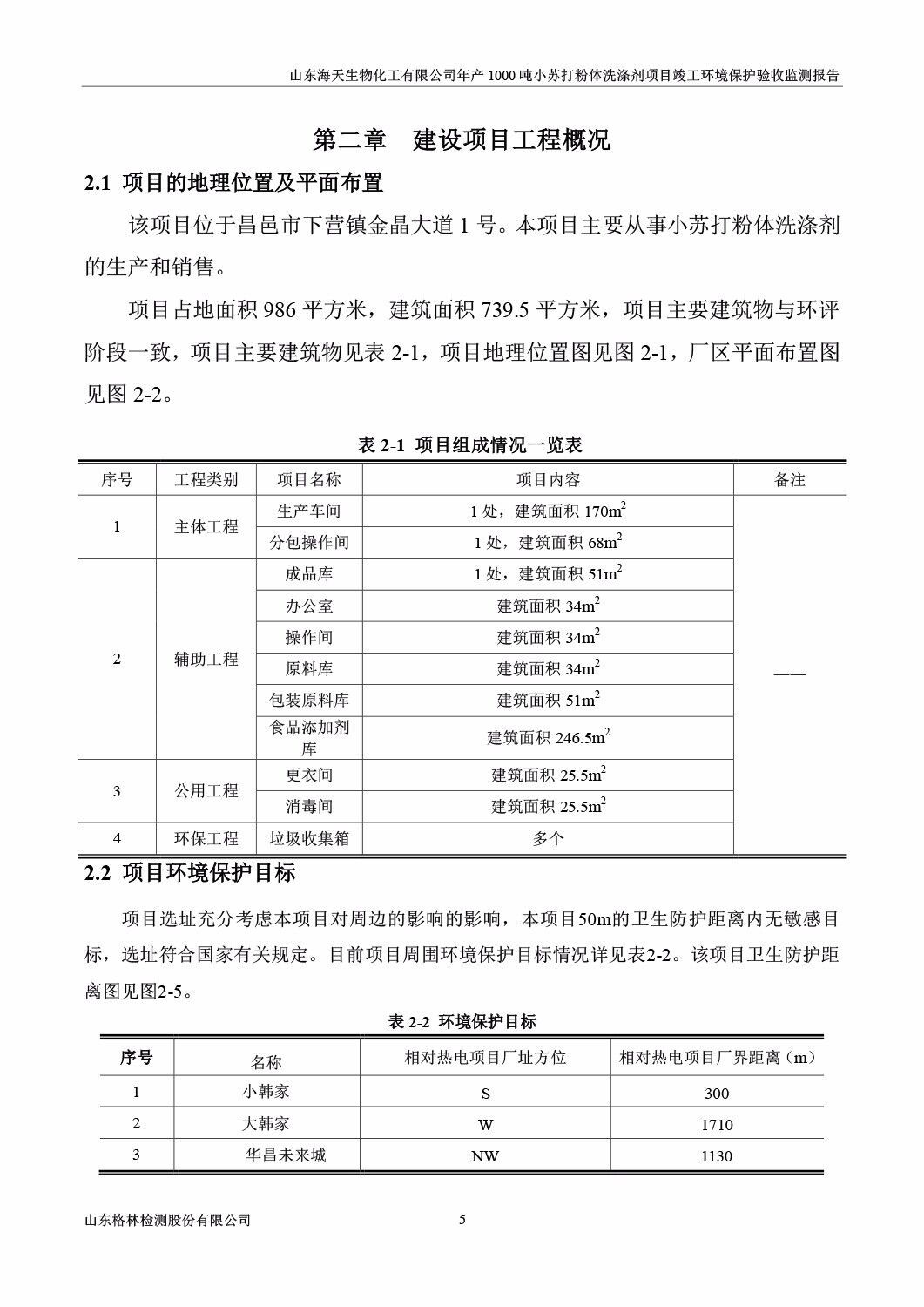 山东海天生物化工有限公司年产1000吨小苏打粉体洗涤剂项目竣工环境保护验收监测报告公示