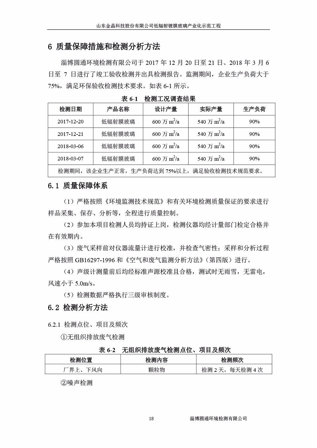 山东金晶科技股份有限公司低辐射镀膜玻璃环保验收报告